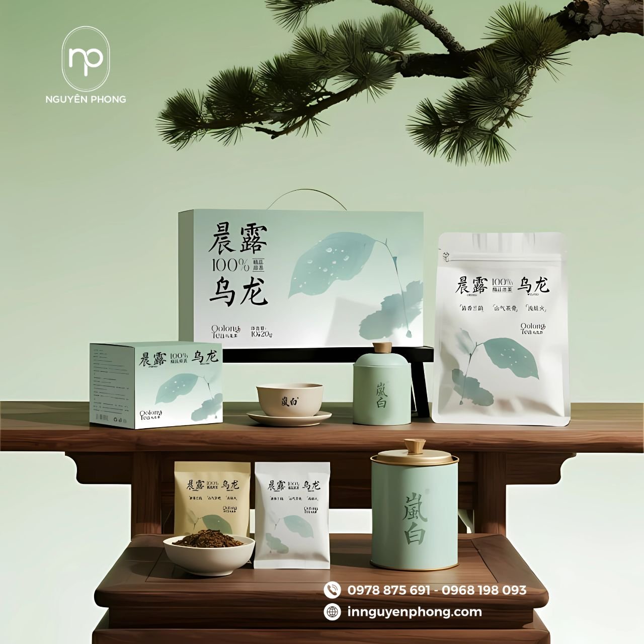 Trọn bộ bao bì hộp đựng trà thảo mộc 